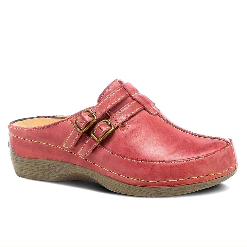 Spring Steps Woman's Leather Clogs 'Happy' Bordeaux EU40 US9